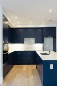 Dark Blue and White Kitchen