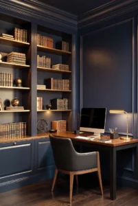 Dark Office with Gold Accents