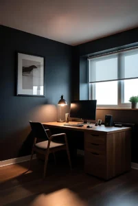 Dark Office with Large Desk