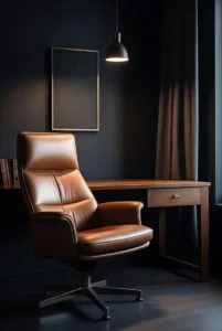 Dark Office with Leather Chair
