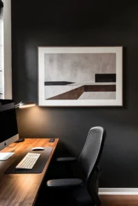 Dark Office with Wall Art
