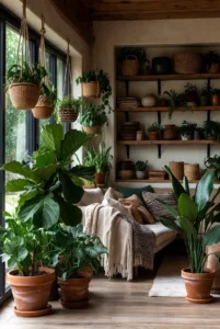 Farmhouse Living Room with Greenery