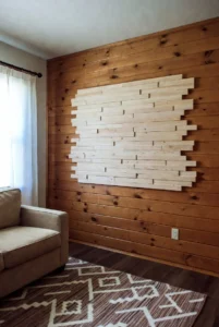 Farmhouse Living Room with Wooden Wall Decor