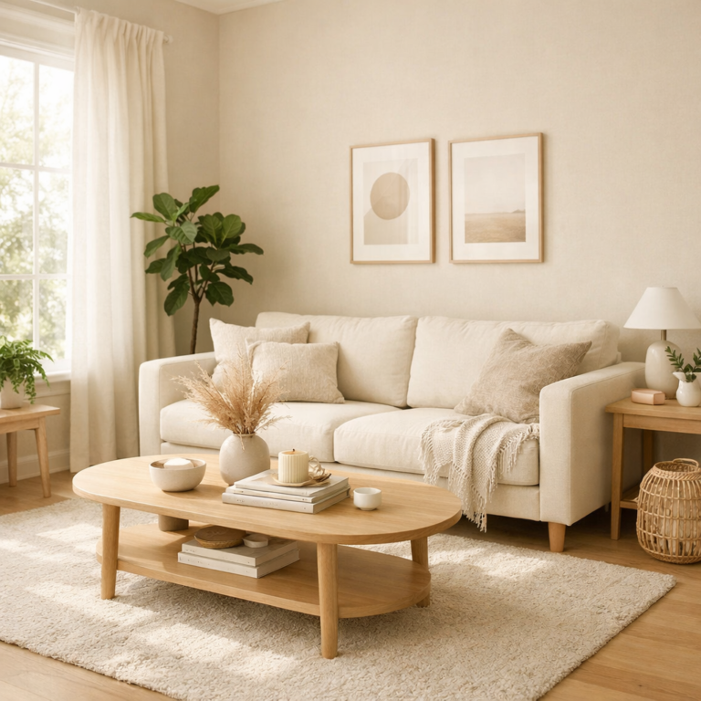 Neutral Minimalist Living Room