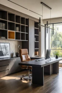 Office with Built-In Shelves