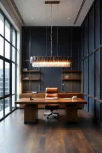 Office with Statement Lighting