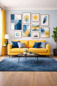 Blue and Yellow Gallery Wall