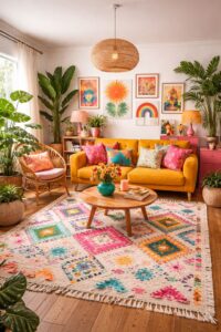 Bohemian Touch with Colorful Cushions
