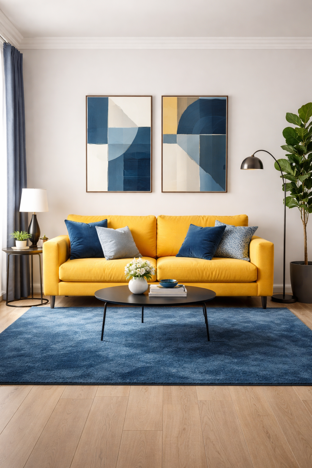 22 Yellow and Blue Living Room Styling Ideas