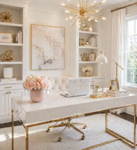Elegant White and Gold Office