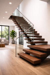 Floating Stairs with Glass Panels