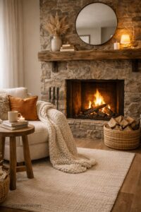 Rustic Stone Fireplace