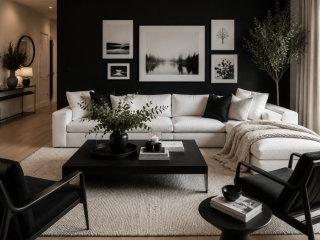 24 Grey Black and White Living Room Ideas