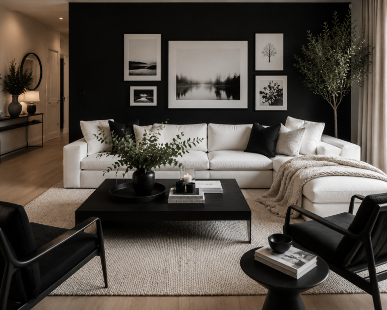 24 Grey Black and White Living Room Ideas
