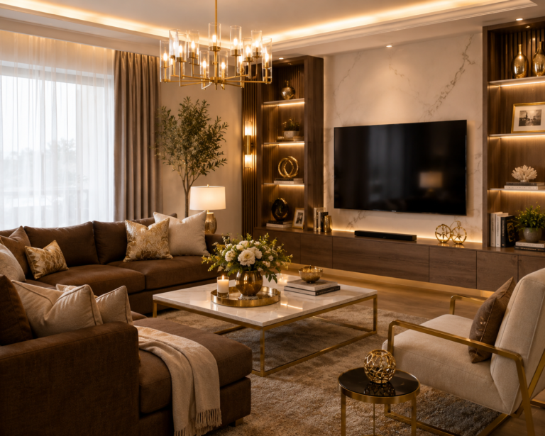 21 Brown and Gold Living Room Ideas