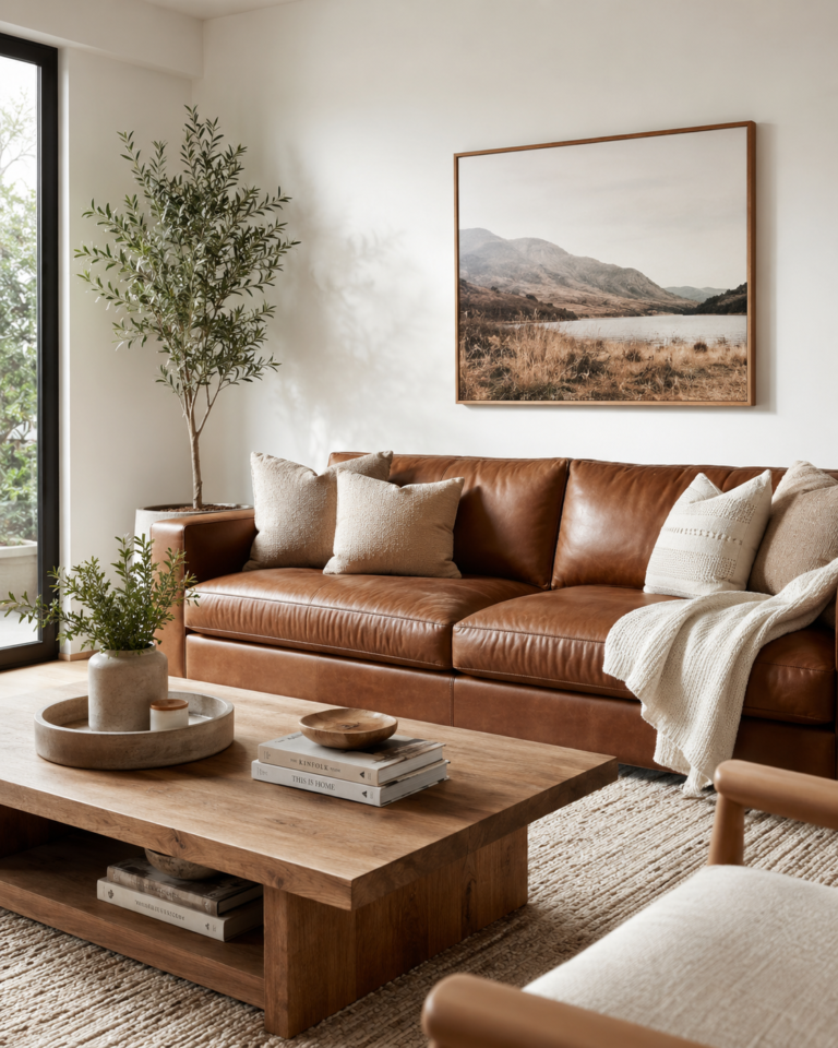 18 Brown Leather Sofa Living Room Ideas to Copy