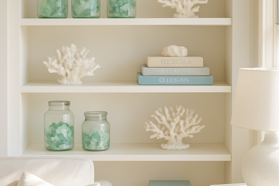 Open Shelving with Ocean-Friendly Decor Pieces illustration
