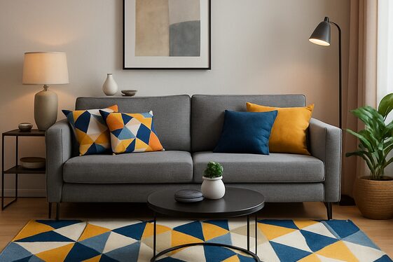 Incorporating Modern Geometric Patterns with Yellow and Blue illustration
