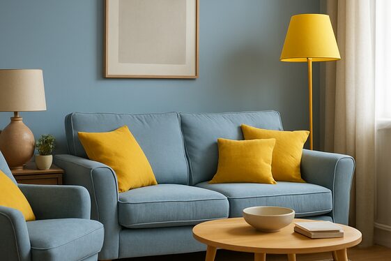 Balancing Bold Yellow Accents with Soft Blue Tones illustration