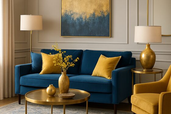Mixing Metallic Accents with Blue and Yellow Palettes illustration