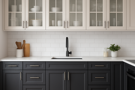 Two-Tone Cabinets Featuring Glass Elements illustration