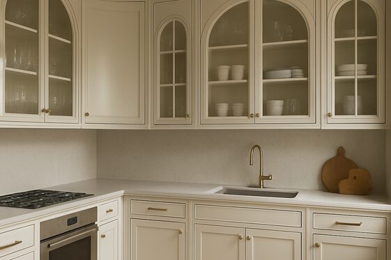 Curved Glass Doors Adding Softness to Kitchen Design illustration