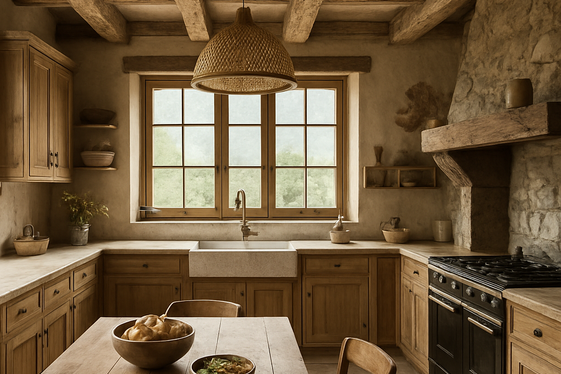 French Alpine Kitchens Emphasizing Natural Wood and Light illustration