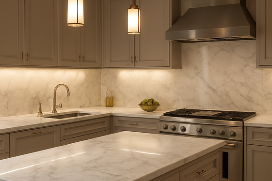Classic Italian Marble Countertops and Cabinetry illustration