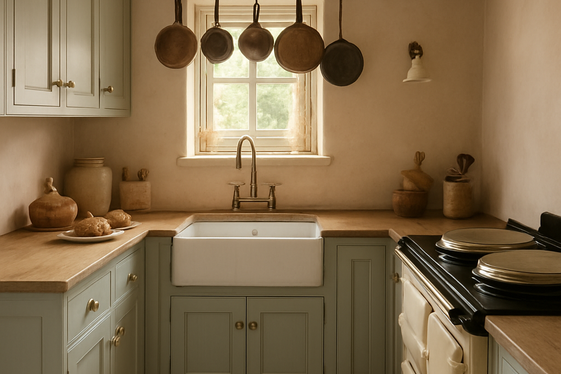 Chic English Cottage Kitchens with Cozy Details illustration