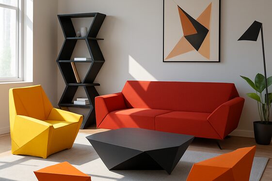 Bold Geometric Shapes and Furniture illustration