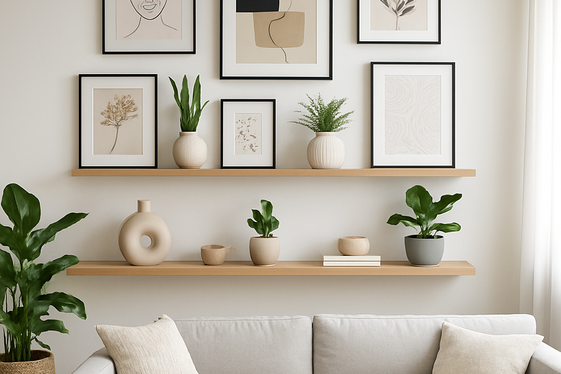 Transform Walls with Art and Shelving illustration