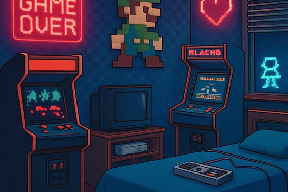 Vintage Retro Gaming Rooms illustration