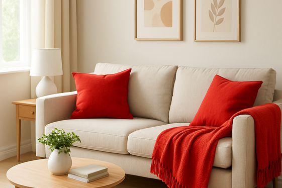 Using Red Throw Pillows and Blankets for Easy Updates illustration