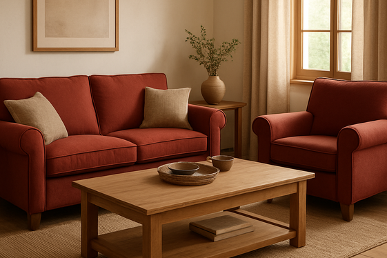 Mixing Red with Natural Wood for Earthy Warmth illustration