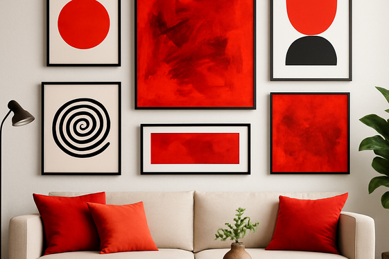 Integrating Red Artworks and Wall Decor Creatively illustration