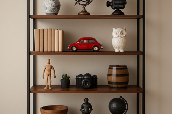 Using Black and Brown Shelving to Display Decor Creatively illustration