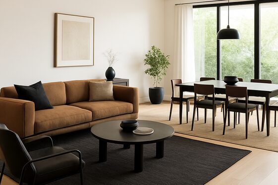 Integrating Black and Brown in Open Concept Living Areas illustration