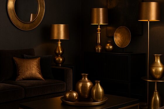Adding Metallic Gold or Bronze Accents to Black and Brown Decor illustration