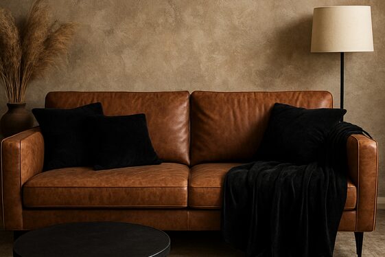 Layering Brown Leather with Black Velvet for Texture Contrast illustration