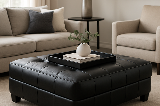 Incorporating Black Leather Ottoman in Your Space illustration