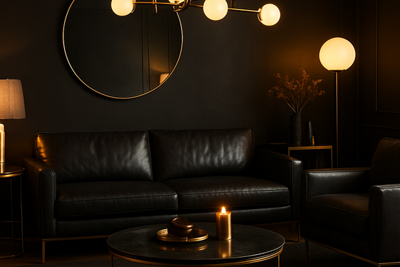 Adding Metallic Accents to Black Leather Rooms illustration