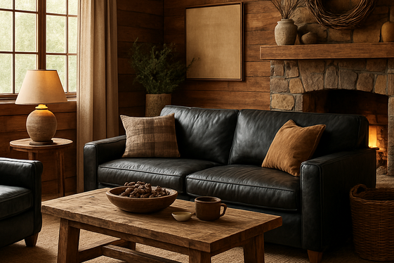 Rustic Charm with Black Leather Accents illustration