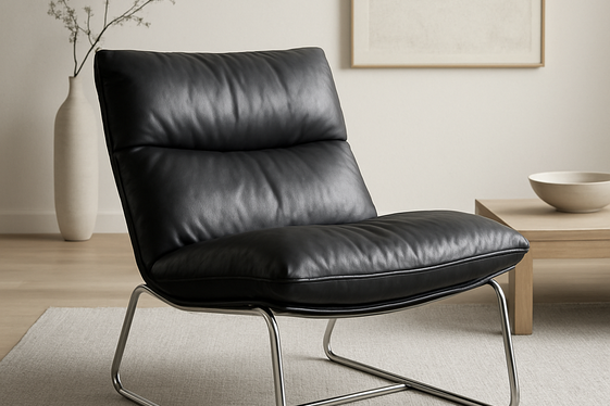 Contemporary Black Leather Lounge Chairs illustration