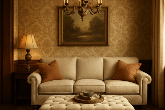 Vintage-Inspired Living Rooms with Oatmeal Sofas illustration