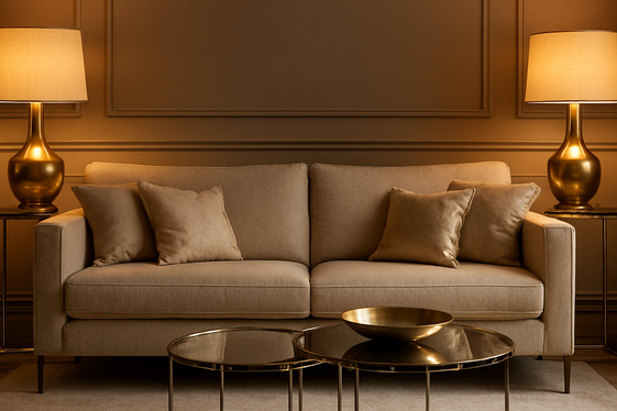 Adding Metallic Touches to Neutral Oatmeal Sofas illustration