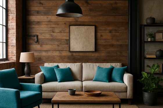 Combining Teal and Beige with Rustic Industrial Elements illustration