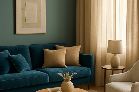Layering Textures to Add Depth in Teal and Beige Living Rooms illustration