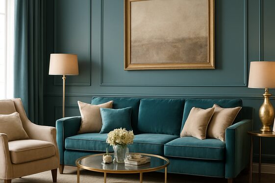 Playing with Metallic Gold Accents on Teal and Beige Palettes illustration