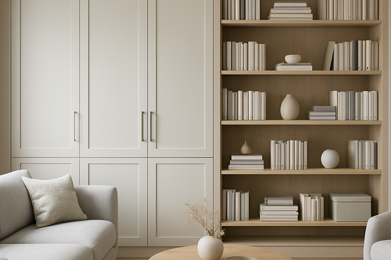 Cabinet and Built-In Shelves Combo for Extra Concealment illustration