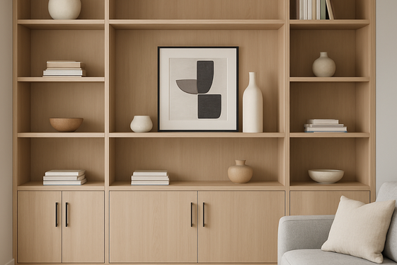Built-In Shelves Combining Open and Closed Storage illustration